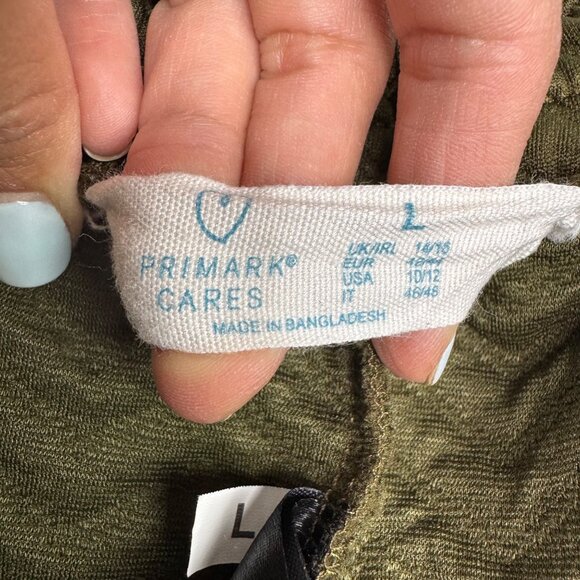 Primark‎ Cares Olive Green Hooded Tracksuit Chevron. Bottom L, Top Oversized 2XL - Picture 10 of 13